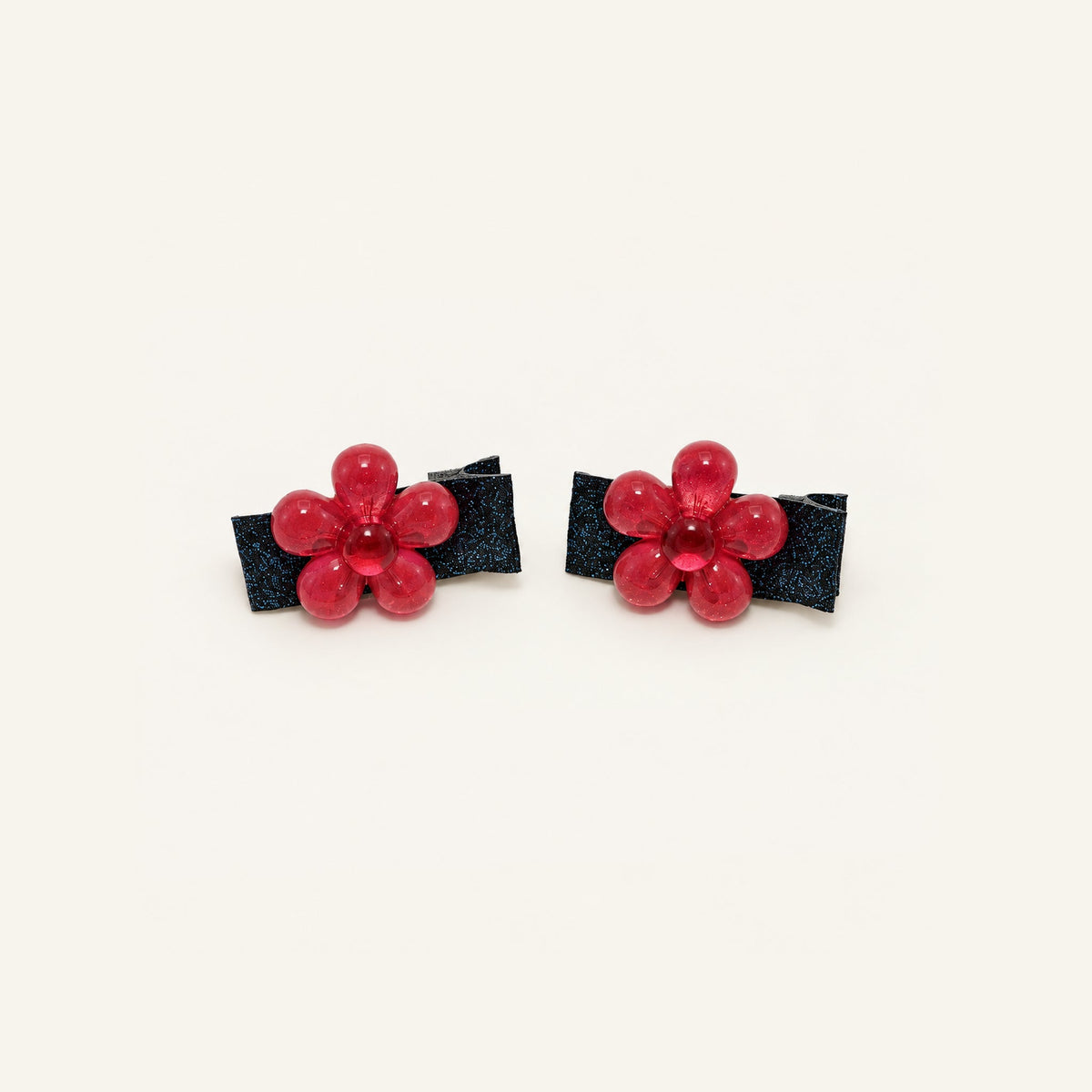 Jelly Daisy Glitter Clip Pair — PPF-07-RD