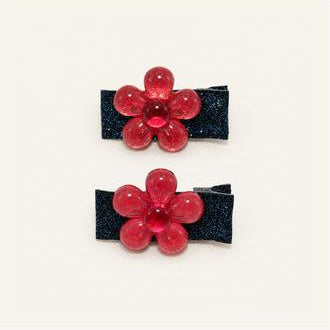 Jelly Daisy Glitter Clip Pair — PPF-07-RD