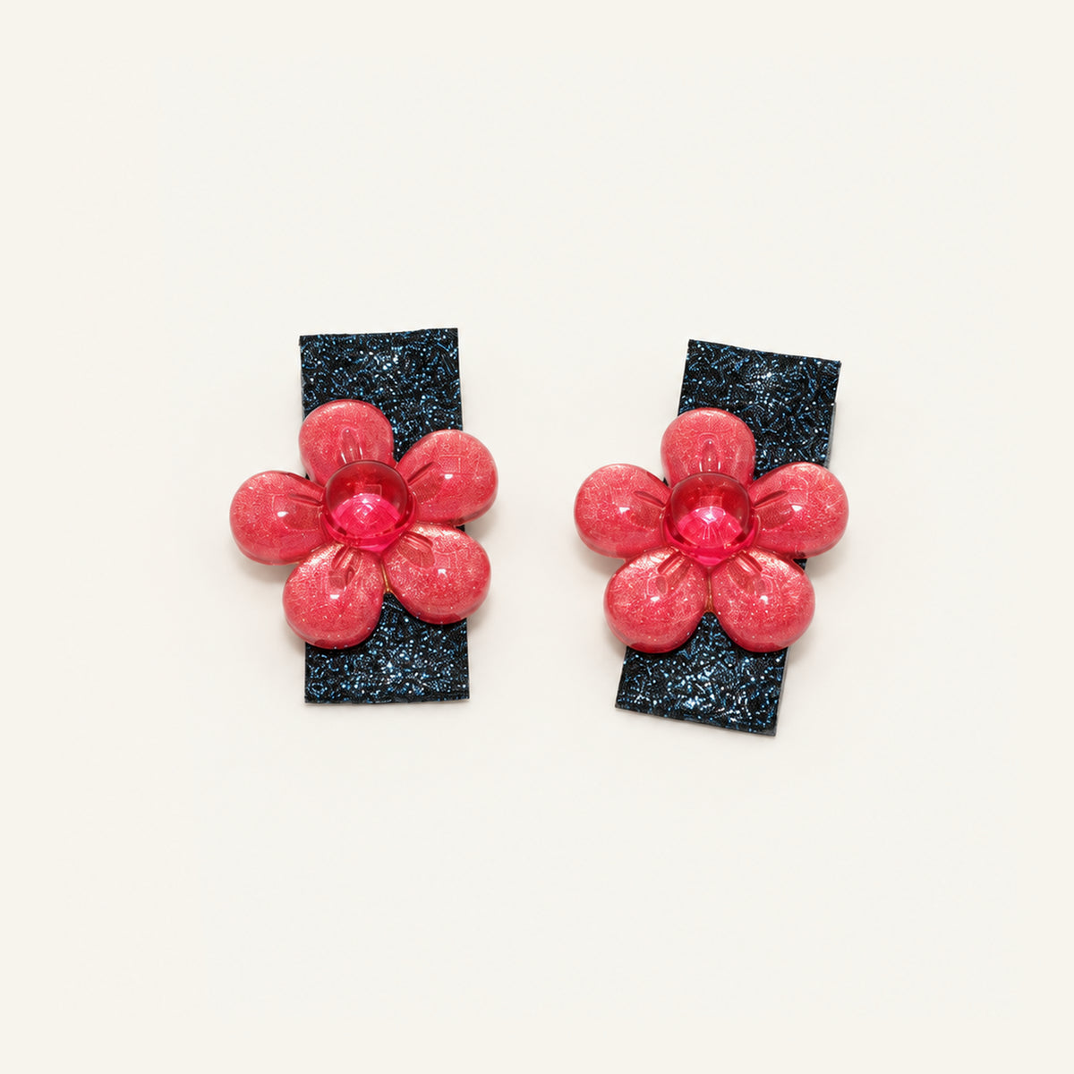 Jelly Daisy Glitter Clip Pair — PPF-07-RD