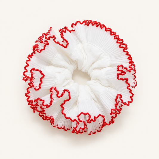 Cherry-Edge Snow White Ruffle Scrunchie — default product image