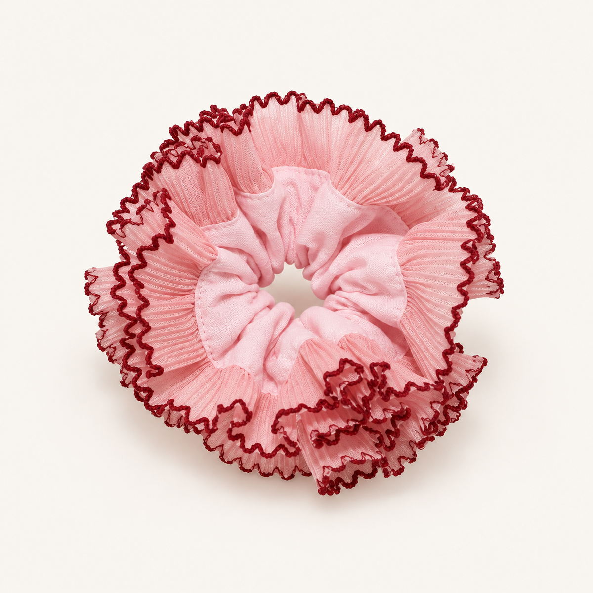 Cherry-Edge Taffy Pink Ruffle Scrunchie — default product image