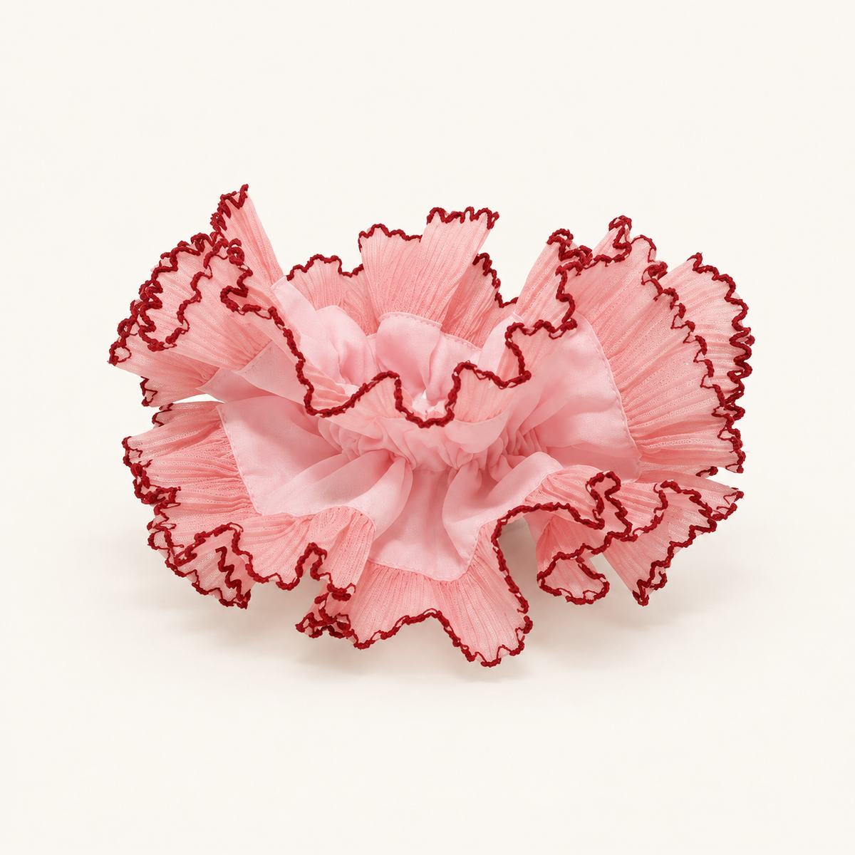 Cherry-Edge Taffy Pink Ruffle Scrunchie